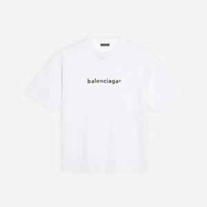 발렌시아가 뉴 카피라이트 로고 라지 핏 코튼 티셔츠(블랙/화이트)