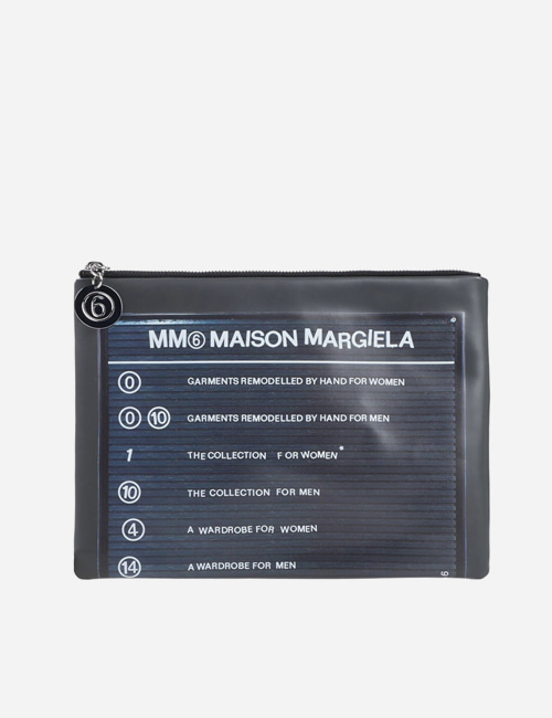 메종 마르지엘라 MM6 그래피티 로고 프린트 짚 클러치(블랙)