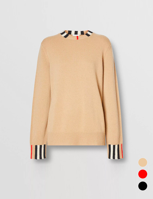 버버리 아이콘 스트라이프 트림 캐시미어 스웨터(3colours)