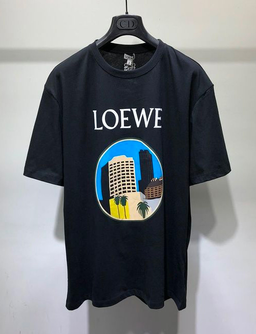 로에베 L.A 시리즈 프린트 코튼 티셔츠(블랙/남녀공용)
