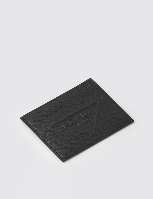 [한정수량세일] 프라다 사피아노 엠보 트라이앵글 로고 카드홀더(블랙)
