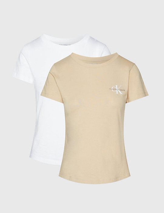 캘빈 클라인 슬림 티셔츠 세트 웜샌드 브라이트화이트