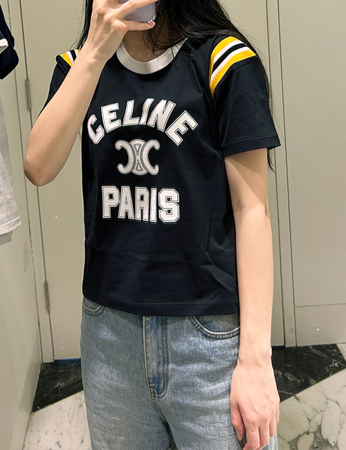 셀린느 파리 박시 티셔츠 / 2X99C671Q (블랙&amp;옐로우&amp;화이트)
